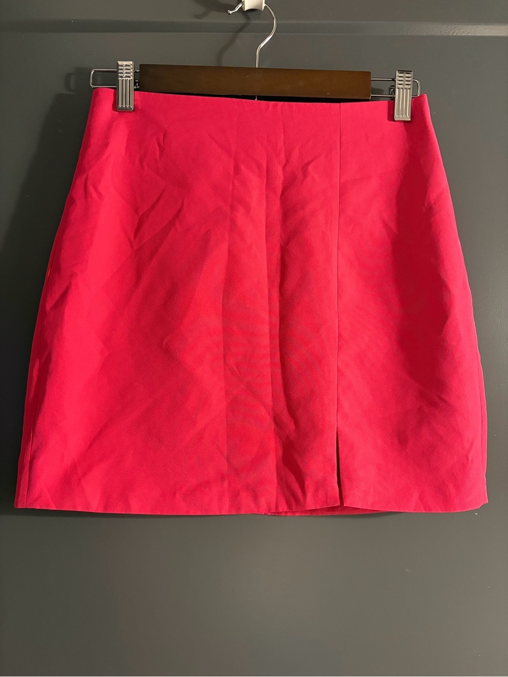 Pink Lily Hot Pink Mini Skirt With Slit Small